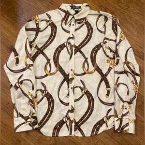 Ralph Lauren Equestrian Print Button Down Shirt